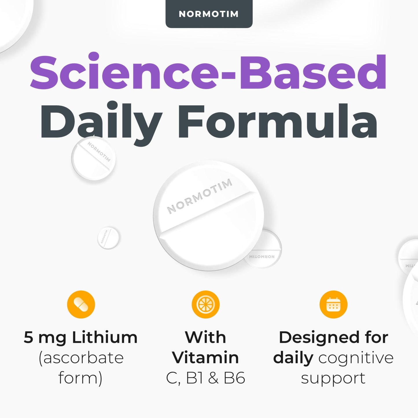 Calm & Focus Support – Lithium Ascorbate 5mg Fast-Dissolve Tablets with Vitamin C, B1 & B6 – Non-Drowsy Cognitive & Memory Support - Maple Wellness Supplements
