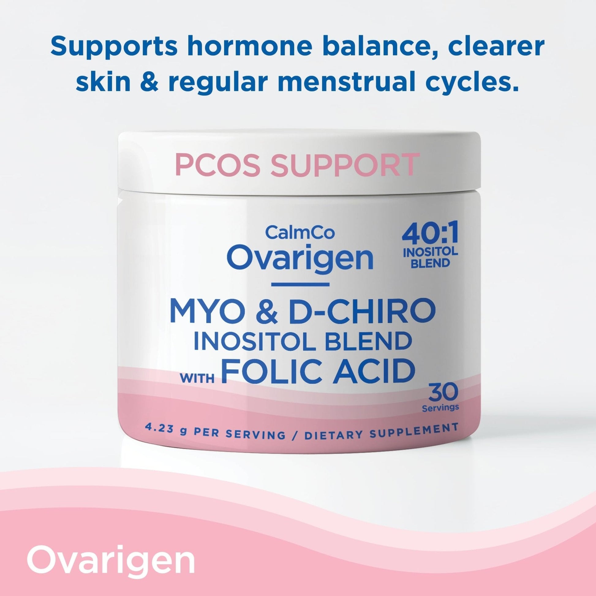 CalmCo Ovarigen Myo-Inositol & D-Chiro Inositol Supplement for Women – 40:1 Inositol Powder with Folic Acid, Fertility Supplements for PCOS, Hormone Balance and Ovarian Support (30 Servings) - Maple Wellness Supplements