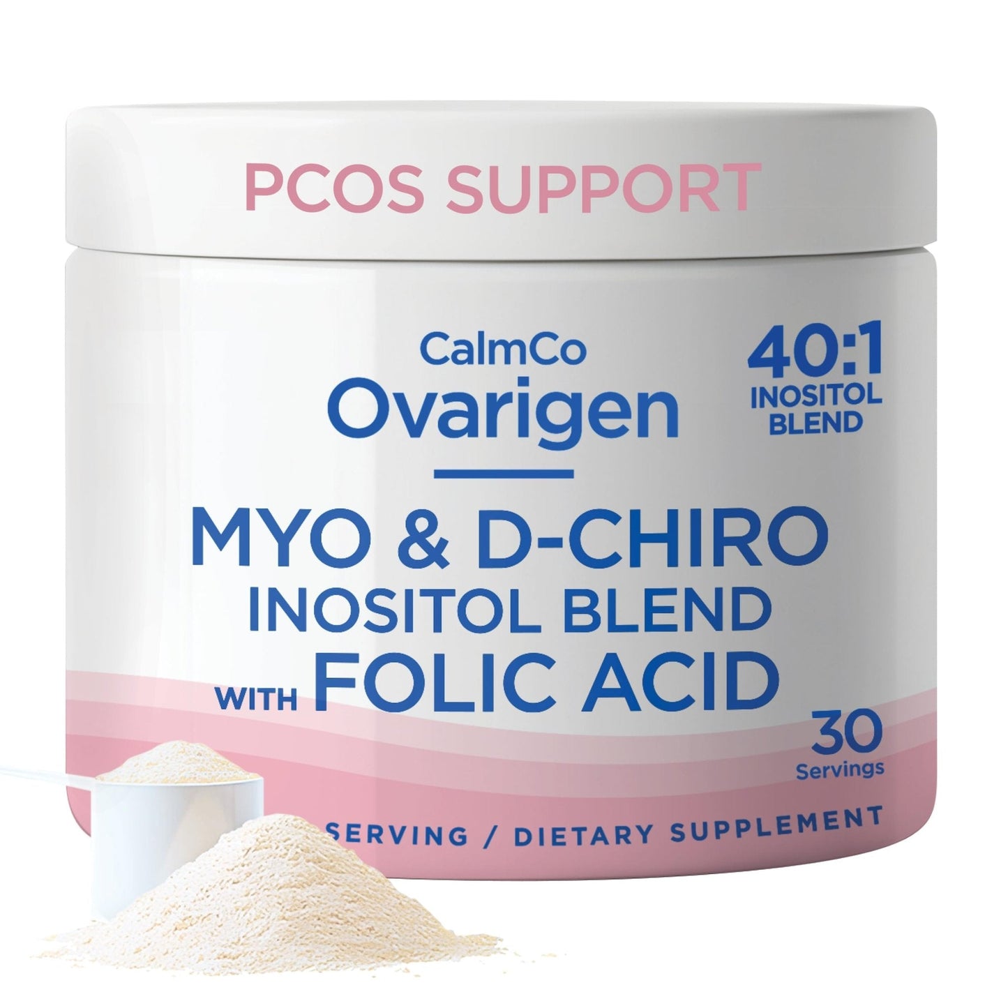 CalmCo Ovarigen Myo-Inositol & D-Chiro Inositol Supplement for Women – 40:1 Inositol Powder with Folic Acid, Fertility Supplements for PCOS, Hormone Balance and Ovarian Support (30 Servings) - Maple Wellness Supplements