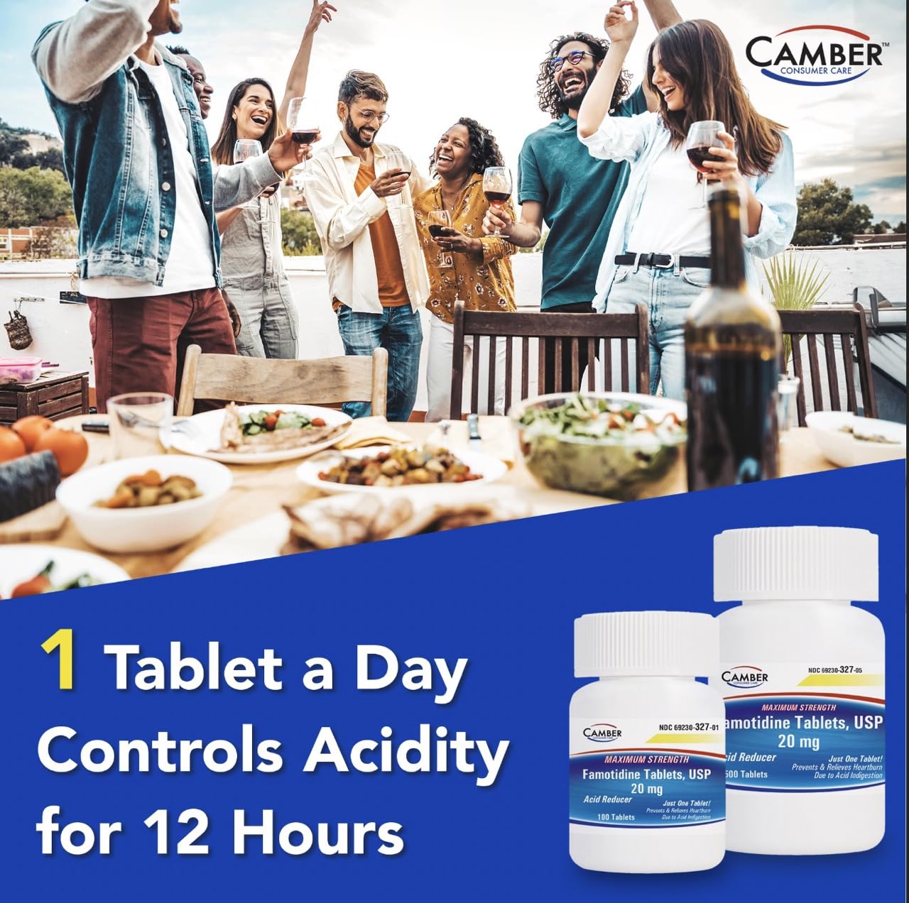 Camber Famotidine Tablets 20 mg Maximum Strength Acid Reducer 500ct Family Pack - Maple Wellness Supplements