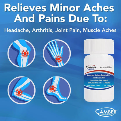 Camber Naproxen Sodium, 220 mg - Pain Reliever and Fever Reducer (500 Count) - Maple Wellness Supplements