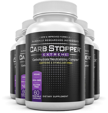 Carb Stopper Extreme (5 Bottles Maximum Strength, Natural Carbohydrate and Starch - Maple Wellness Supplements
