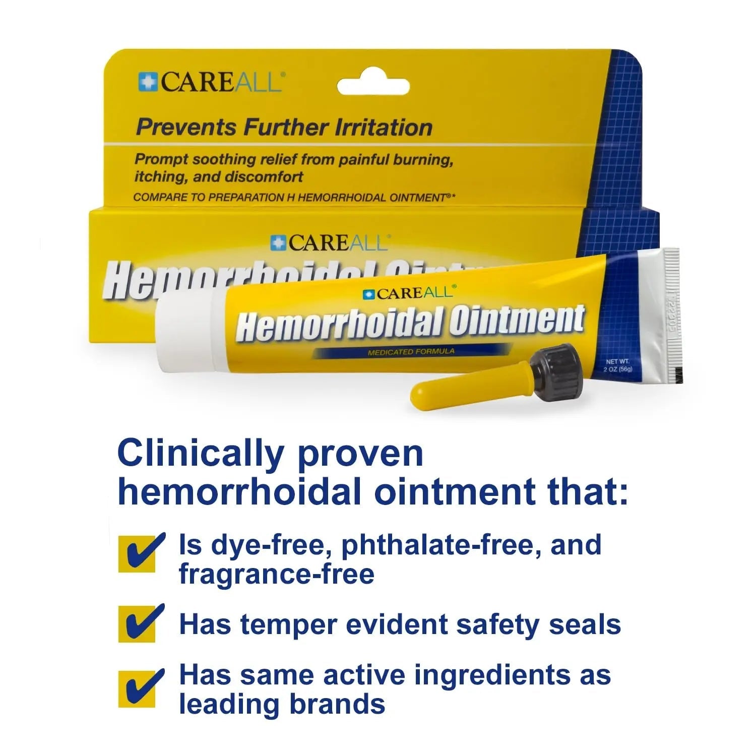 CareAll Hemorrhoidal Ointment 2.0 oz with Applicator (3 Pack). Helps Relieve Burning, Itching, and Discomfort Associated with Inflamed Hemorrhoidal Tissues. Dye, Phthalate, and Fragrance Free - Maple Wellness Supplements