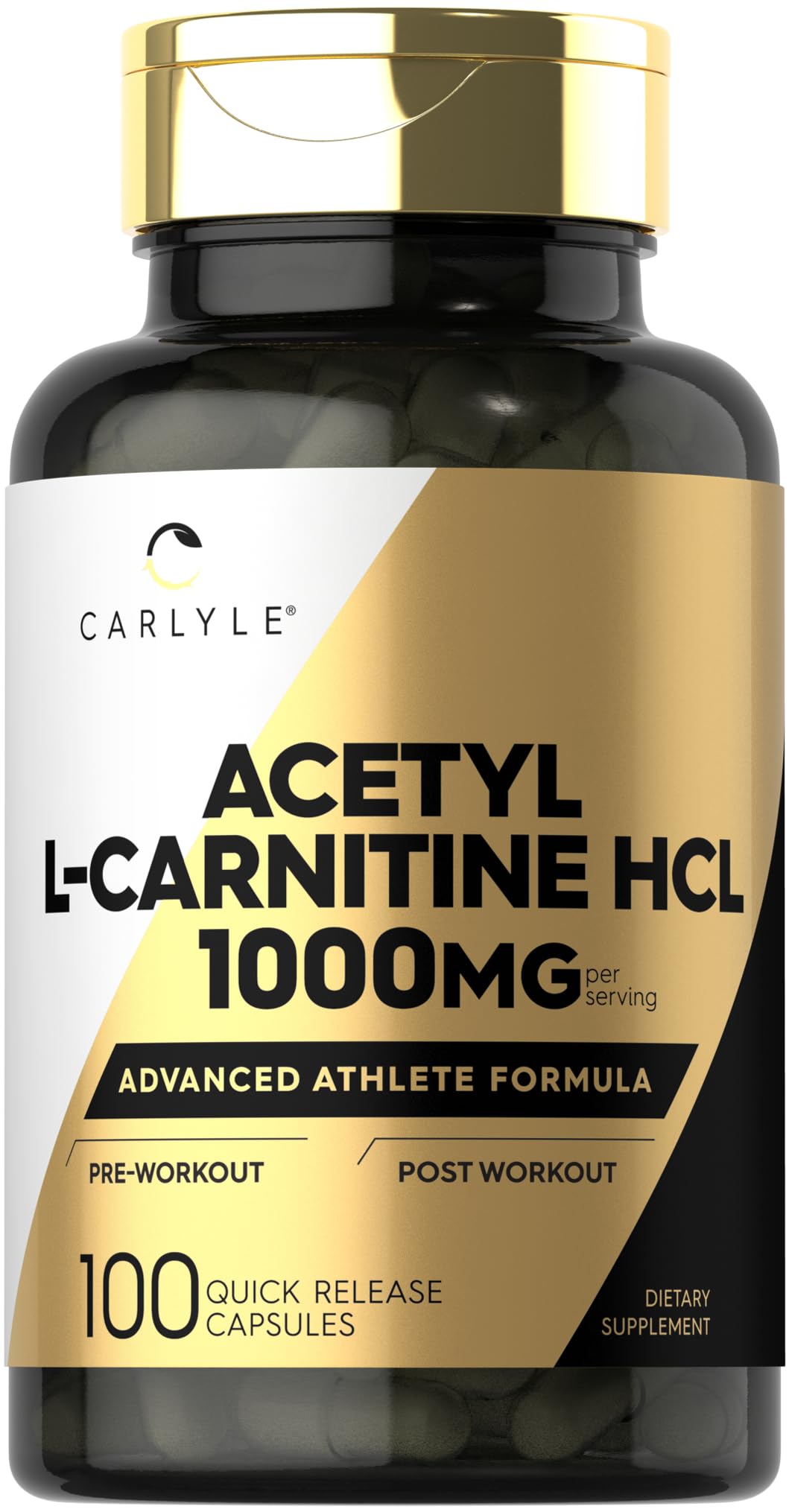 Carlyle Acetyl L-Carnitine HCL | 1000mg | 100 Capsules | Advanced Athlete Formula | Pre-Workout Supplement | Non-GMO & Gluten Free - Maple Wellness Supplements