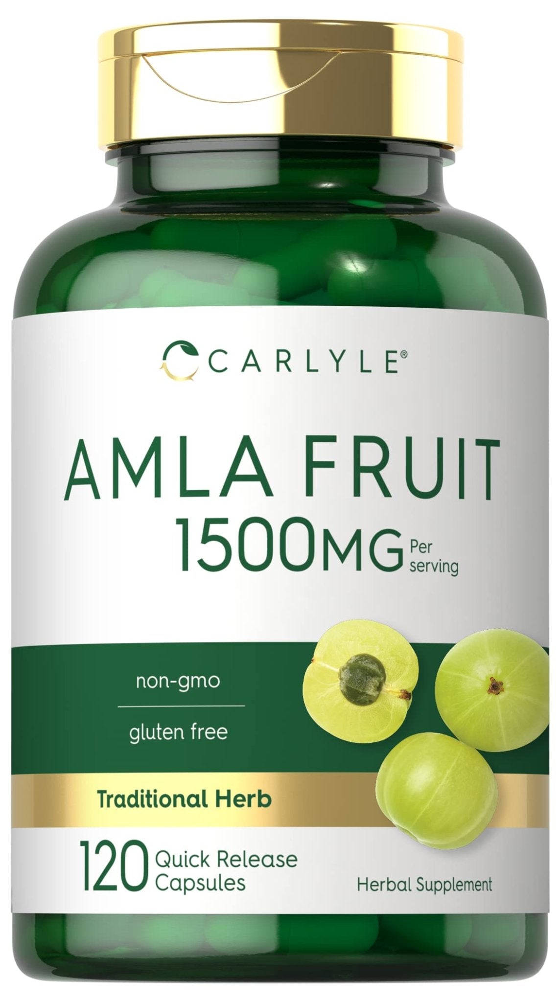 Carlyle Amla Capsules 1500mg | 120 Count | Amalaki Fruit | Herbal Extract Supplement | Non-GMO and Gluten Free - Maple Wellness Supplements