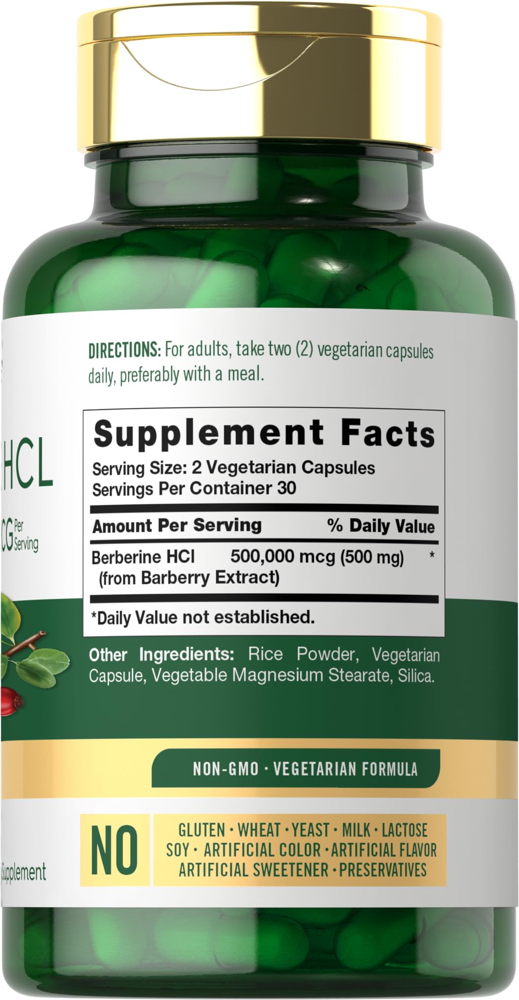 Carlyle Berberine HCL Supplement | 500,000mcg | 60 Capsules | Vegetarian, Non-GMO, Gluten Free - Maple Wellness Supplements