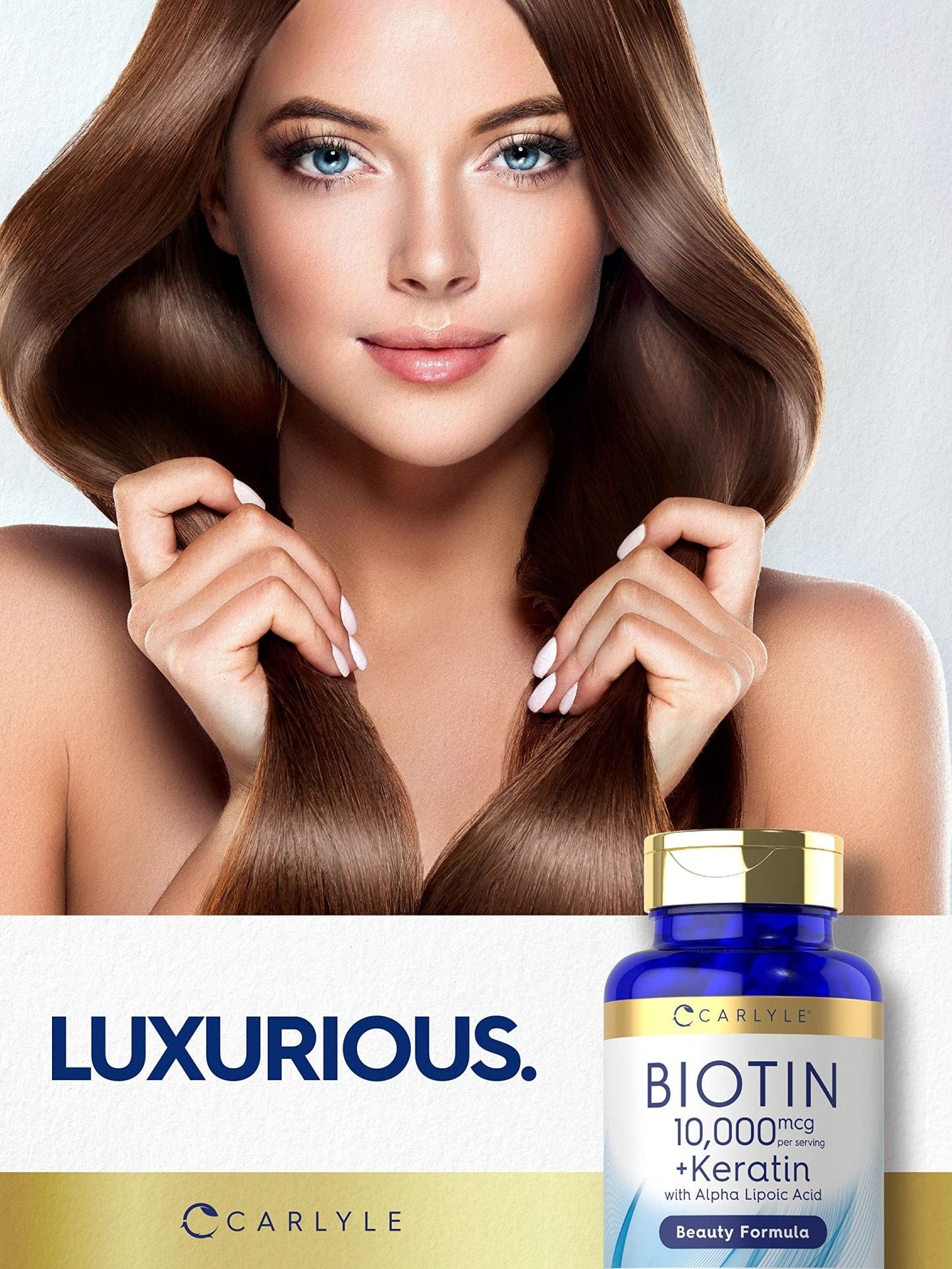 Carlyle Biotin 10000mcg | 150 Capsules | Beauty Formula with Keratin | Non-GMO, Gluten Free Supplement - Maple Wellness Supplements