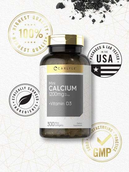 Carlyle Calcium 1200 mg with Vitamin D3 | 300 Softgels | Non-GMO and Gluten Free Supplement - Maple Wellness Supplements