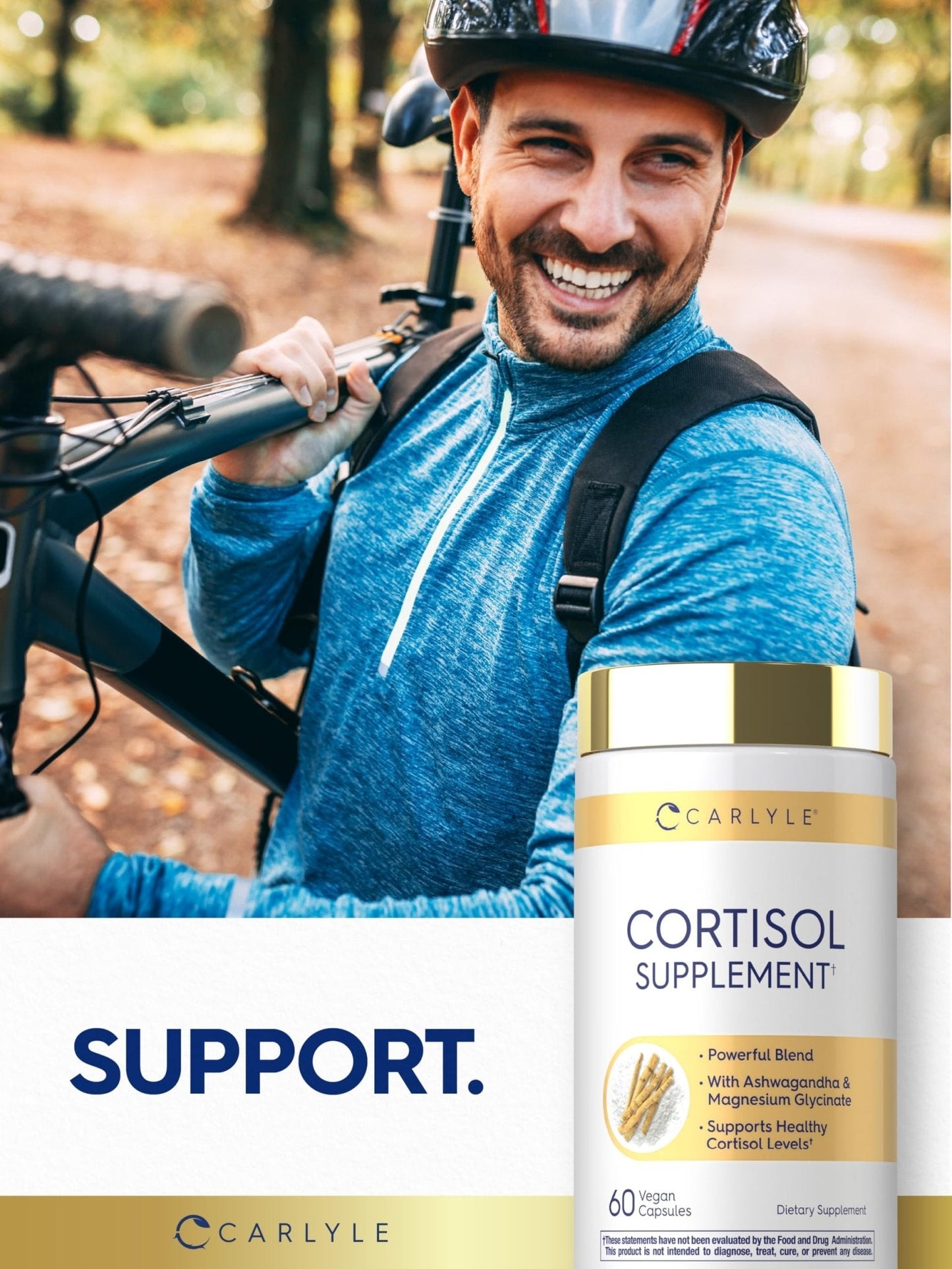 Carlyle Cortisol Supplement | 60 Vegan Capsules | Ashwagandha & Magnesium Complex | Non-GMO, Gluten Free - Maple Wellness Supplements