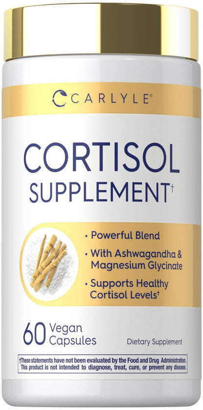 Carlyle Cortisol Supplement | 60 Vegan Capsules | Ashwagandha & Magnesium Complex | Non-GMO, Gluten Free - Maple Wellness Supplements