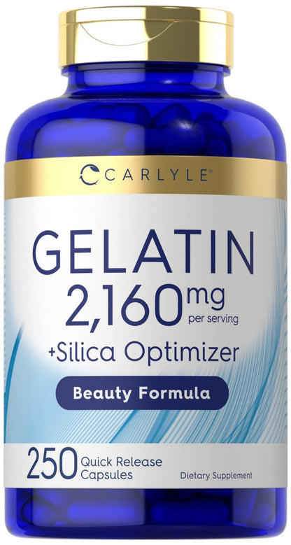 Carlyle Gelatin Capsules | 2160 mg | 250 Pills | with Silica Optimizer | Non-GMO, and Gluten Free Supplement - Maple Wellness Supplements