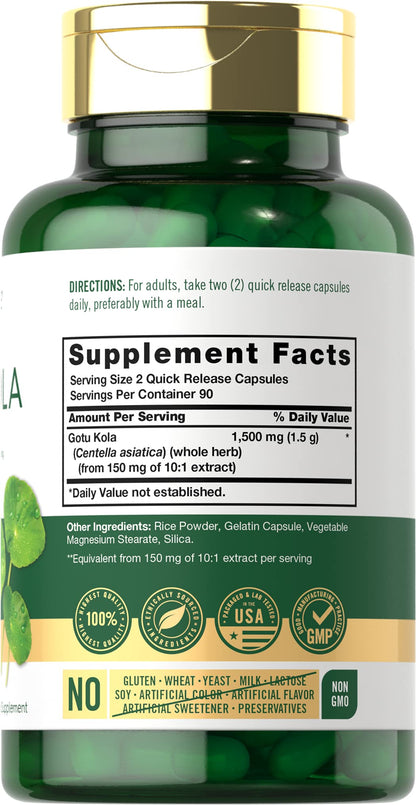 Carlyle Gotu Kola Capsules | 180 Count | Non-GMO, Gluten Free | Traditional Herb Extract - Maple Wellness Supplements