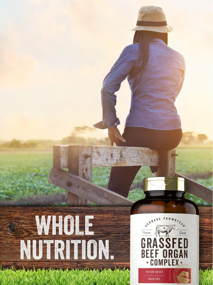 Carlyle Grass Fed Beef Organ Complex | 200 Capsules | Pasture Raised, Grain Free Supplement | with Desiccated Liver, Kidney, Pancreas, Heart, Spleen - Maple Wellness Supplements