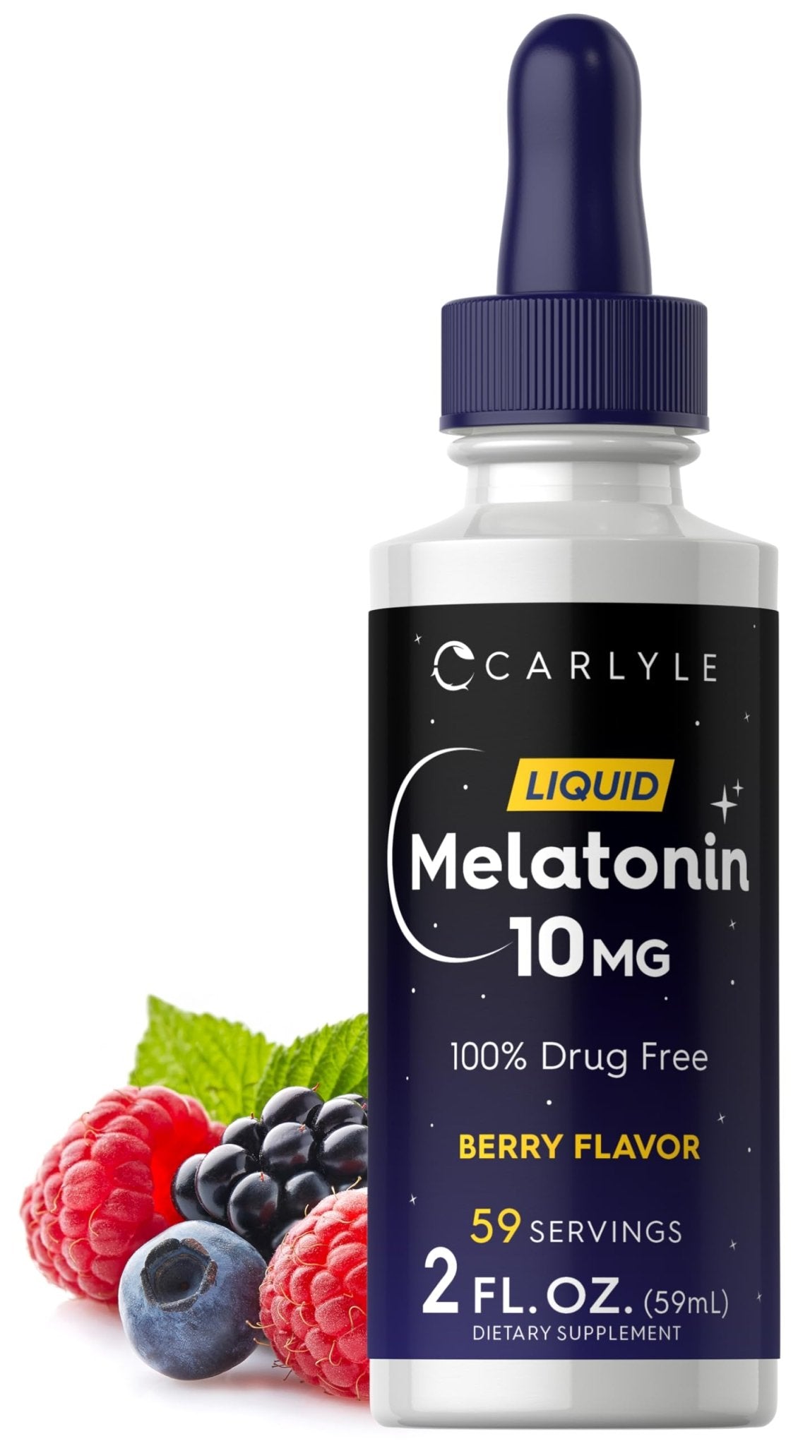 Carlyle Melatonin 10mg | 2 fl oz Liquid Drops | Berry Flavor | for Adults | Non-GMO, Vegetarian Supplement - Maple Wellness Supplements