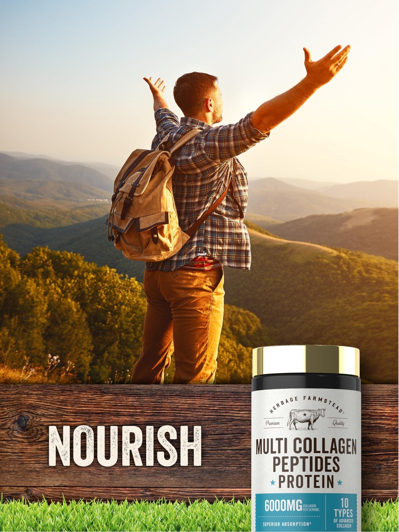 Carlyle Multi Collagen Peptides 6000mg | 120 Caplets | 10 Types of Advanced Collagen with Protein | Non-GMO, Gluten Free Supplement | by Herbage Farmstead - Maple Wellness Supplements
