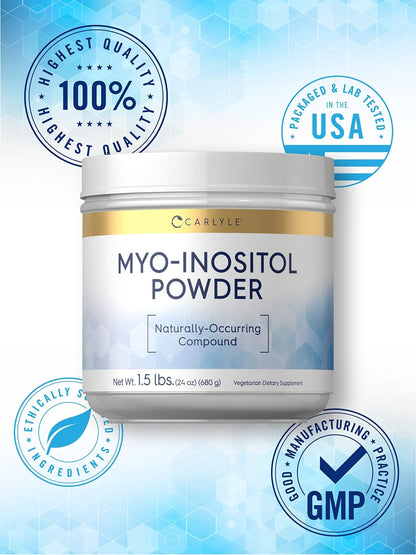 Carlyle Myo-Inositol Powder Supplement | 1.5 lbs | Naturally Occuring Compound - Maple Wellness Supplements