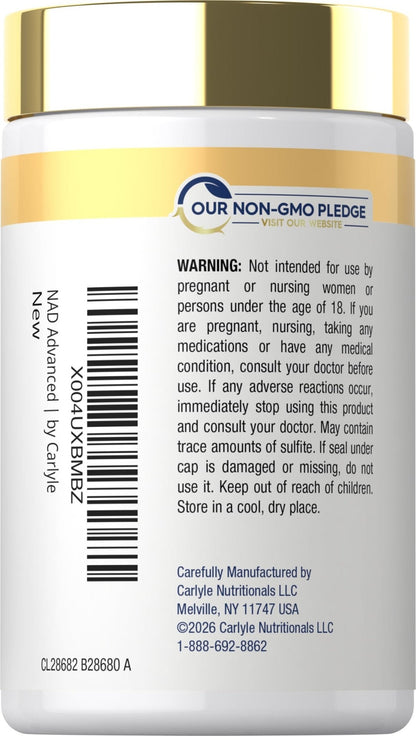 Carlyle NAD+ Supplement 1000 mg | 60 Capsules | with Resveratrol and Collagen | Advanced Complex for Women and Men | Non-GMO & Gluten Free - Maple Wellness Supplements