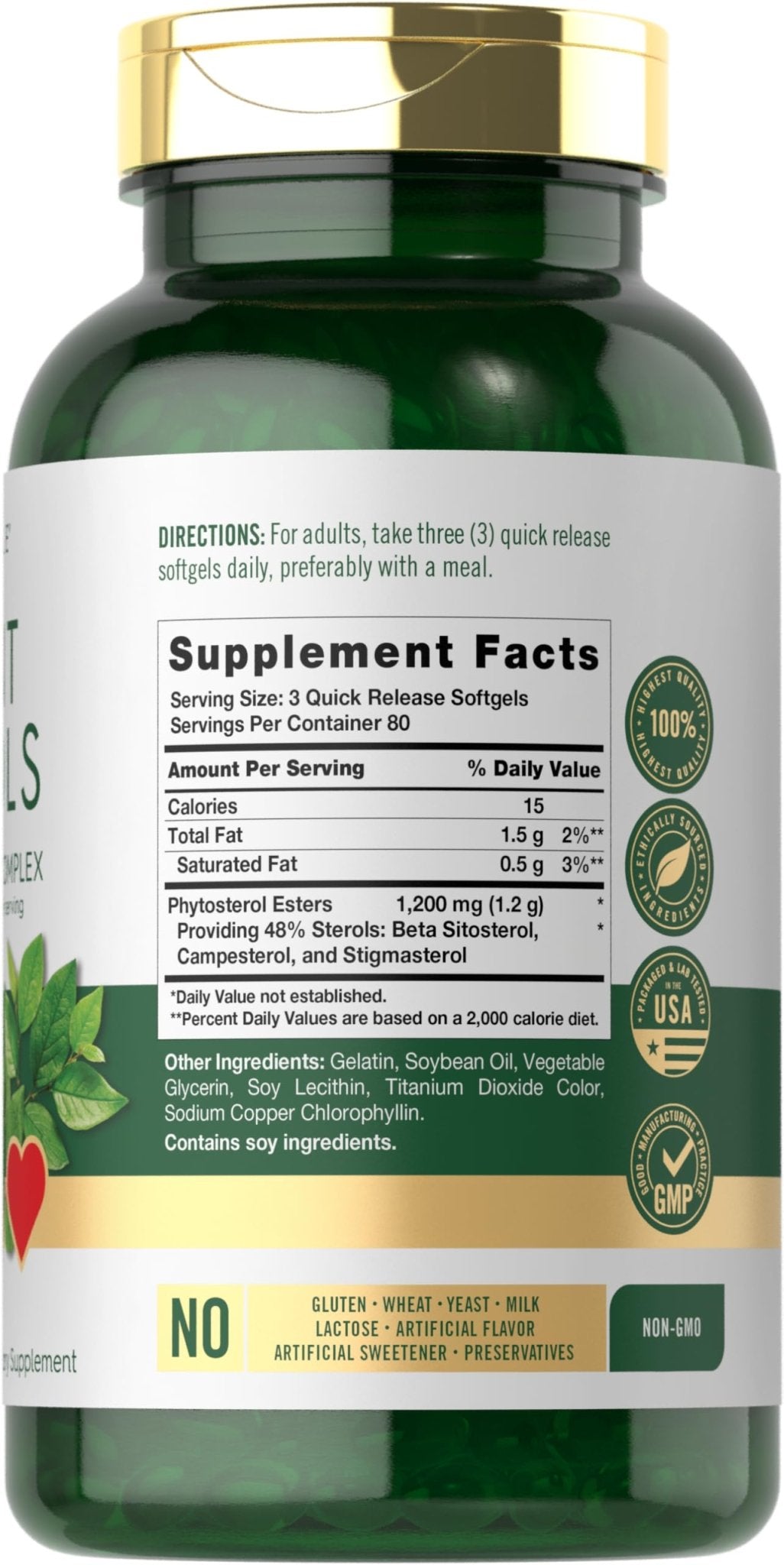 Carlyle Plant Sterols Supplement 1200 mg | 240 Softgels | with Beta Sitosterol | Non-GMO & Gluten Free - Maple Wellness Supplements