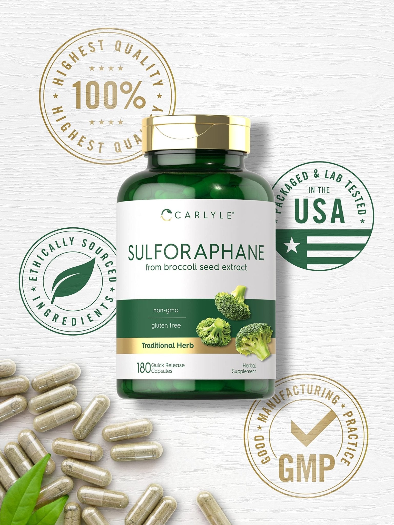 Carlyle Sulforaphane | from Broccoli Seed Extract | 180 Capsules | Traditional Herbal - Maple Wellness Supplements