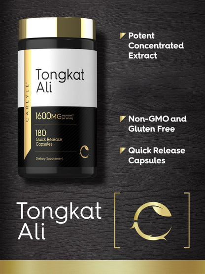 Carlyle Tongkat Ali | 180 Quick Release Capsules | Non-GMO and Gluten Free Supplement - Maple Wellness Supplements