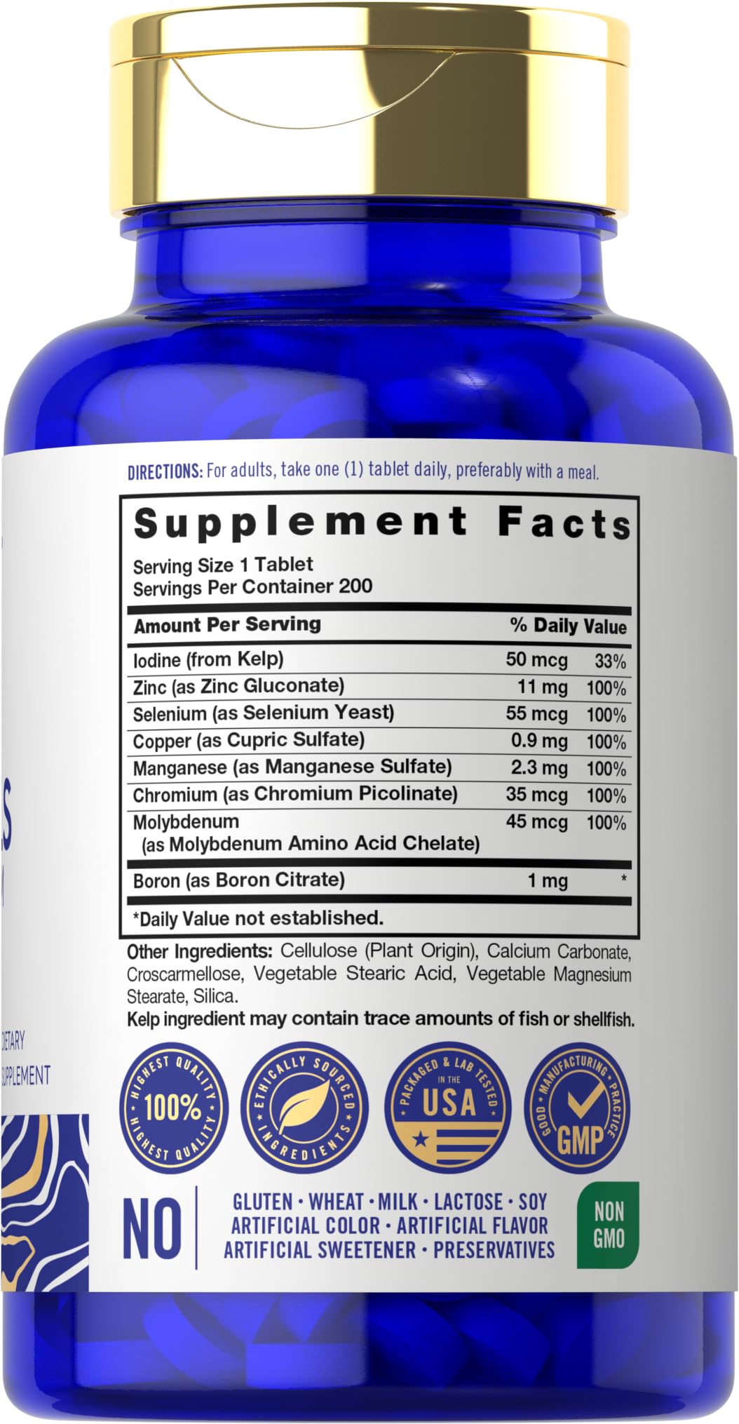Carlyle Trace Minerals | 200 Tablets | Full Spectrum Supplement | Non-GMO & Gluten Free Complex | by Vital Trace - Maple Wellness Supplements