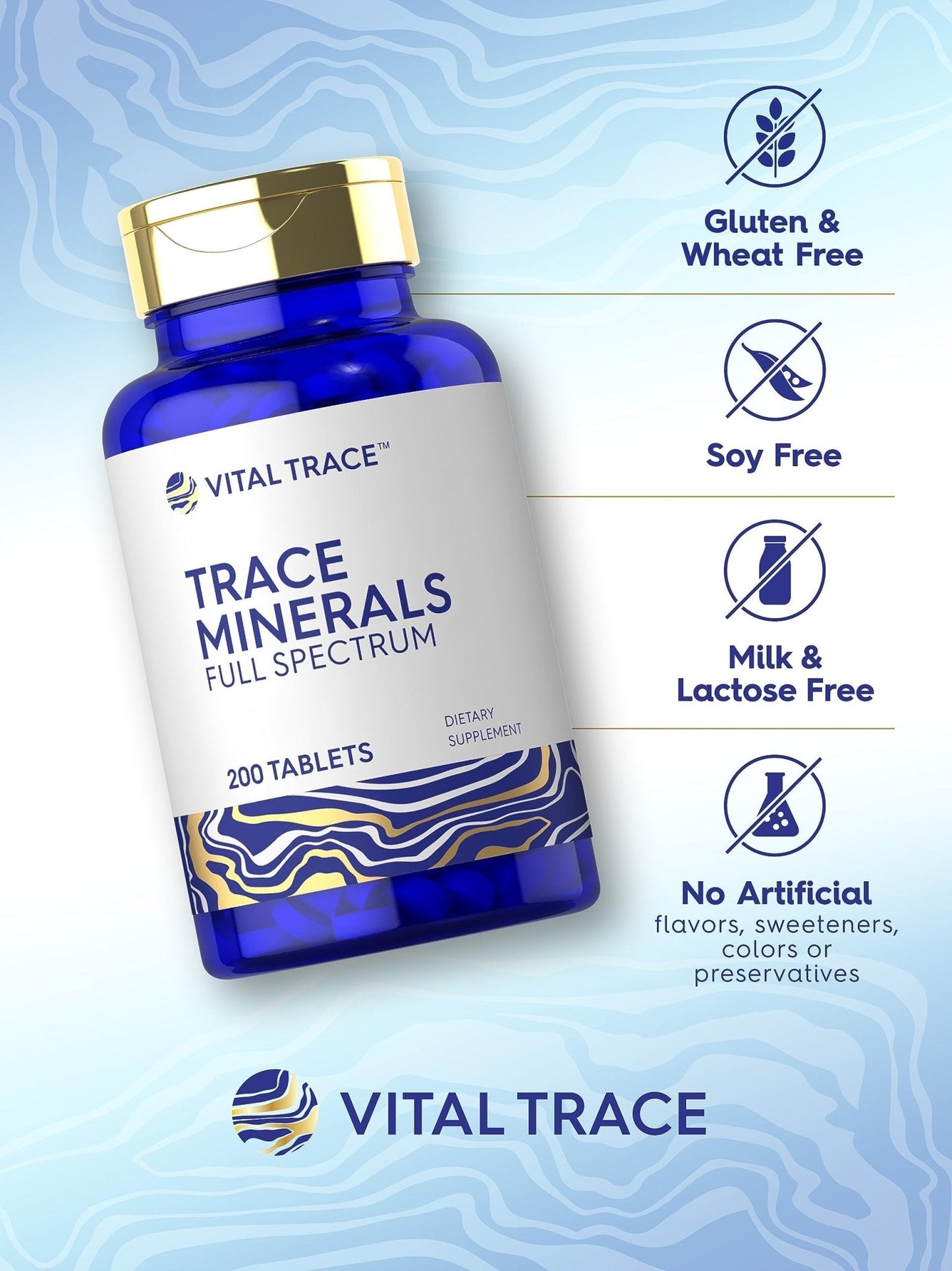 Carlyle Trace Minerals | 200 Tablets | Full Spectrum Supplement | Non-GMO & Gluten Free Complex | by Vital Trace - Maple Wellness Supplements