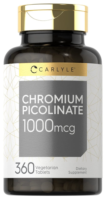 Carlyle Ultra Chromium Picolinate 1000mcg | 360 Tablets | Vegetarian, Non-GMO, Gluten Free - Maple Wellness Supplements