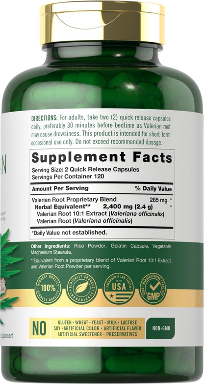 Carlyle Valerian Root Capsules | 240 Count | Herb Extract Supplement | Non-GMO, Gluten Free - Maple Wellness Supplements