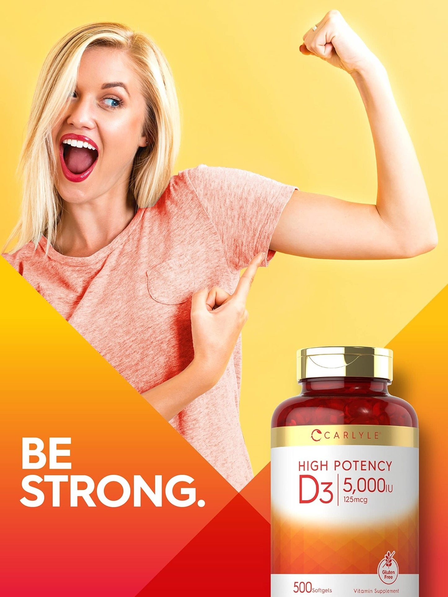 Carlyle Vitamin D3 5000 IU Softgels | 500 Count | Value Size | Non-GMO and Gluten Free Supplement | High Potency Formula | 125mcg - Maple Wellness Supplements