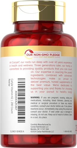 Carlyle Vitamin K2 MK7 100mcg | 200 Vegan Capsules | Menaquinone-7 Supplement - Maple Wellness Supplements