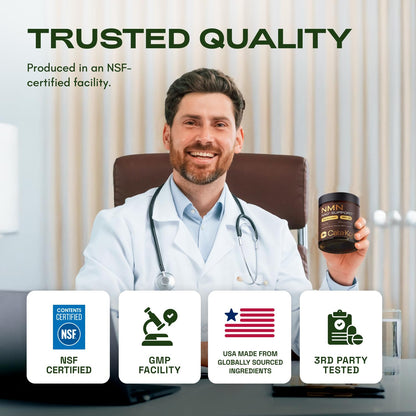 Cata-Kor NMN Supplement – 1000mg Per Serving NAD Resveratrol Supplement with Quercetin | TMG – NMNH Alternative – Supports Cellular Energy & NAD+ Level – 60 Capsules - Maple Wellness Supplements