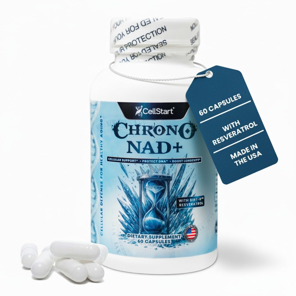 CellStart NAD+ Resveratrol Supplement 60 Capsules of 500mg | Anti Aging & Cellular Support Supplements for Women & Men - NAD Supplement Made in USA, (1-Month Supply) - Maple Wellness Supplements