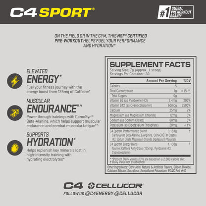 Cellucor C4 Sport Pre Workout Powder Fruit Punch - NSF Certified for Sport | 30 Servings, Packaging may vary. - Maple Wellness Supplements