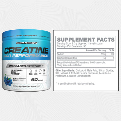 Cellucor Creatine Powder, Blue Raspberry Flavor - Increases Strength, Lean Muscle Mass & Endurance, Micronized Creatine for Fast Absorption - Maple Wellness Supplements