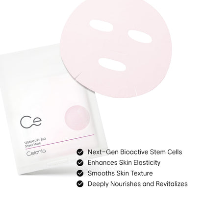CELONIA Signature Bio Facial Sheet Mask, Stem Cell Deep Hydrating Face Mask, Anti Aging Treatment For Healthy Glowing Skin, Minimize Pores, Reduce Fine Line, Boost elasticity, Correct Redness 5 Count - Maple Wellness Supplements