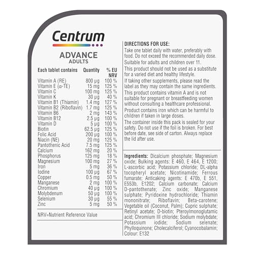 Centrum Advance Multivitamin & Mineral Supplements, 24 essential nutrients including - Maple Wellness Supplements