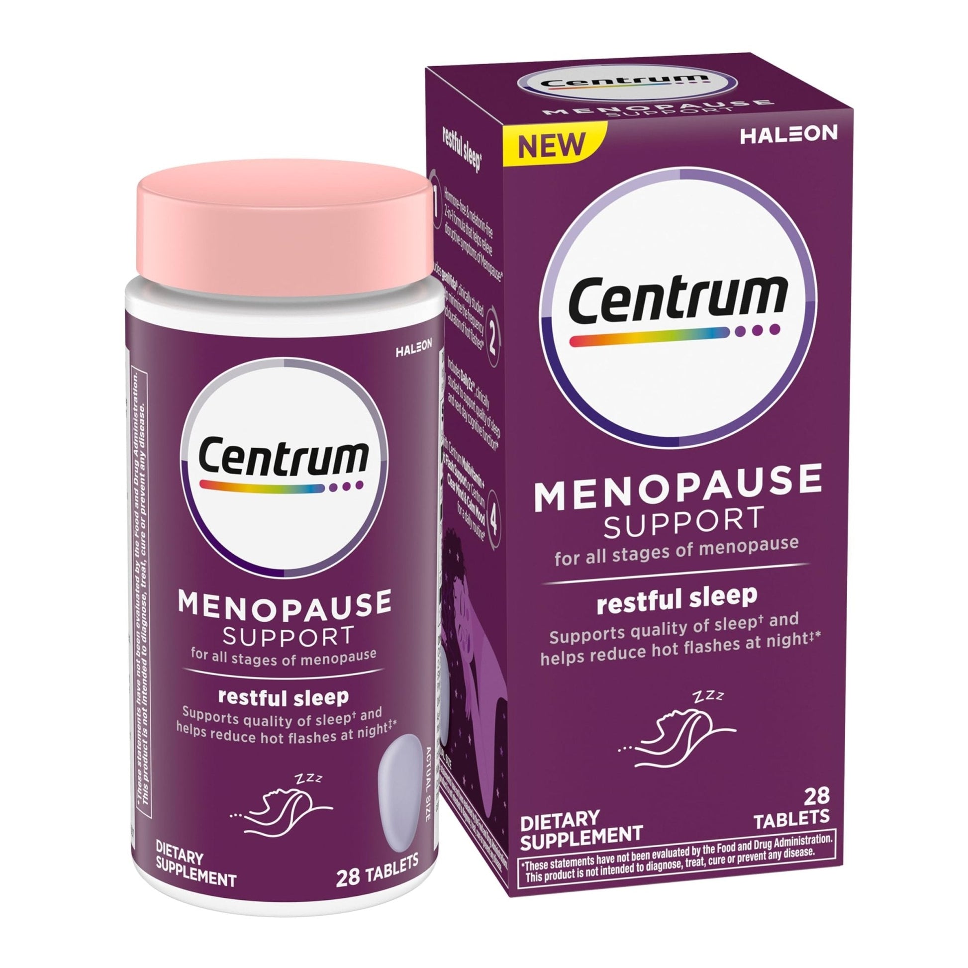 Centrum Restful Sleep Menopause Support Tablets, Supplement with Clinically Studied DailyZz and geniVida, 28 Count - Maple Wellness Supplements
