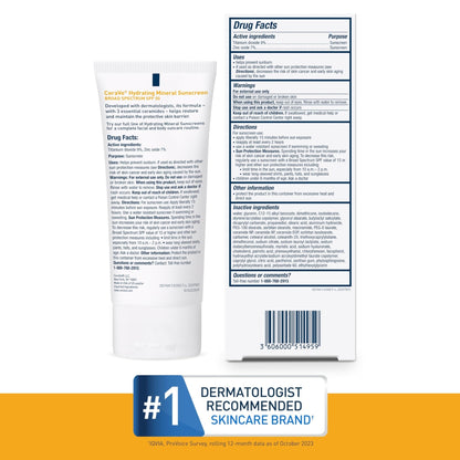 CeraVe 100% Mineral Sunscreen SPF 50, Face sunscreen With Zinc Oxide & Titanium Dioxid - Maple Wellness Supplements