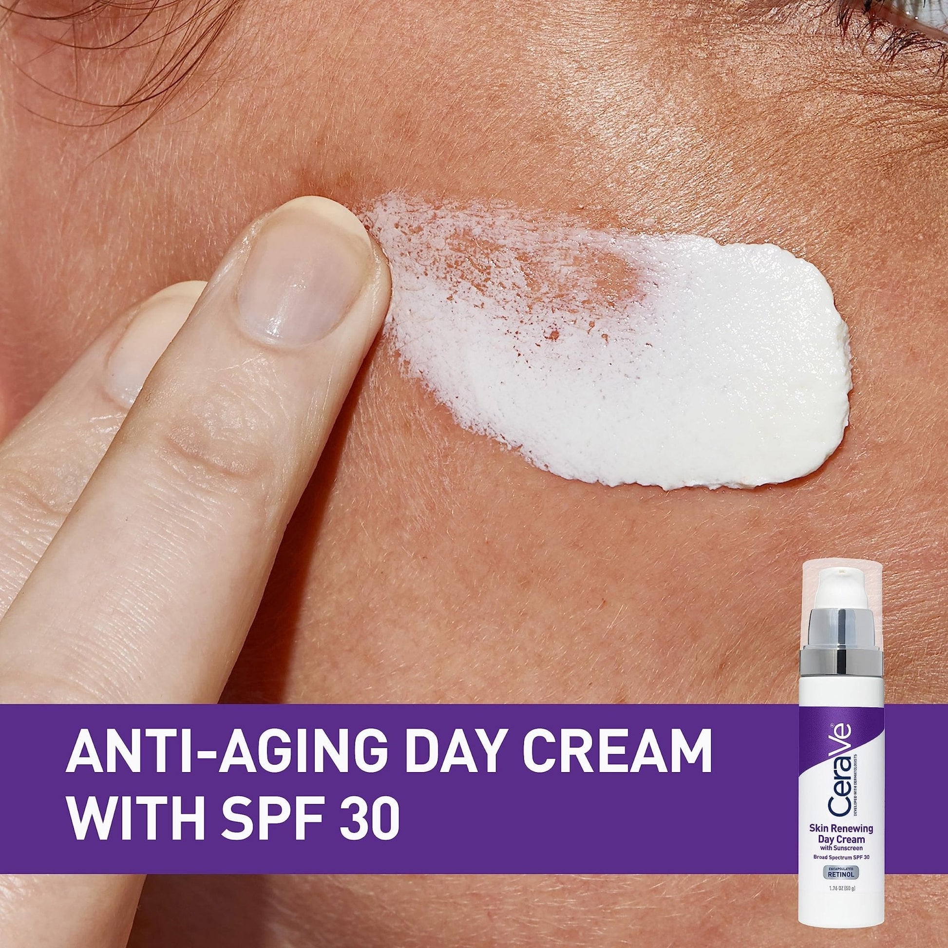 CeraVe Anti-Aging Face Cream SPF 30, Anti-Wrinkle Retinol Cream with Hyaluronic Acid and Ceramides, 1.76 oz - Maple Wellness Supplements