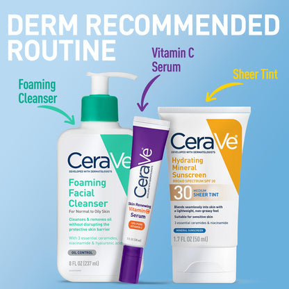 CeraVe Hydrating Mineral Sunscreen SPF 30 with Sheer Tint, Tinted Mineral Sunscreen with Zinc Oxide & Titanium Dioxide - Maple Wellness Supplements
