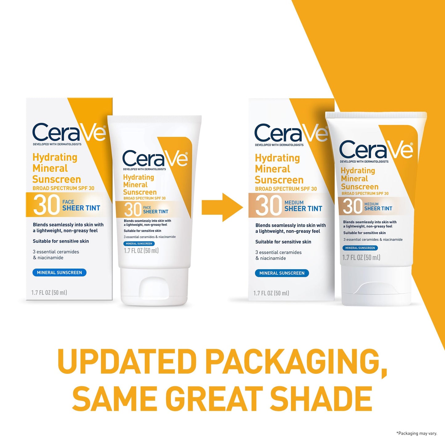 CeraVe Hydrating Mineral Sunscreen SPF 30 with Sheer Tint, Tinted Mineral Sunscreen with Zinc Oxide & Titanium Dioxide - Maple Wellness Supplements