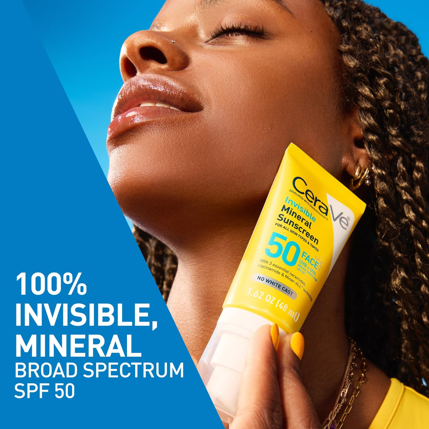 CeraVe Invisible Mineral Sunscreen SPF 50, Face Sunscreen for Sensitive Skin With Zinc Oxide & Titanium Dioxide, Vitamin E - Maple Wellness Supplements