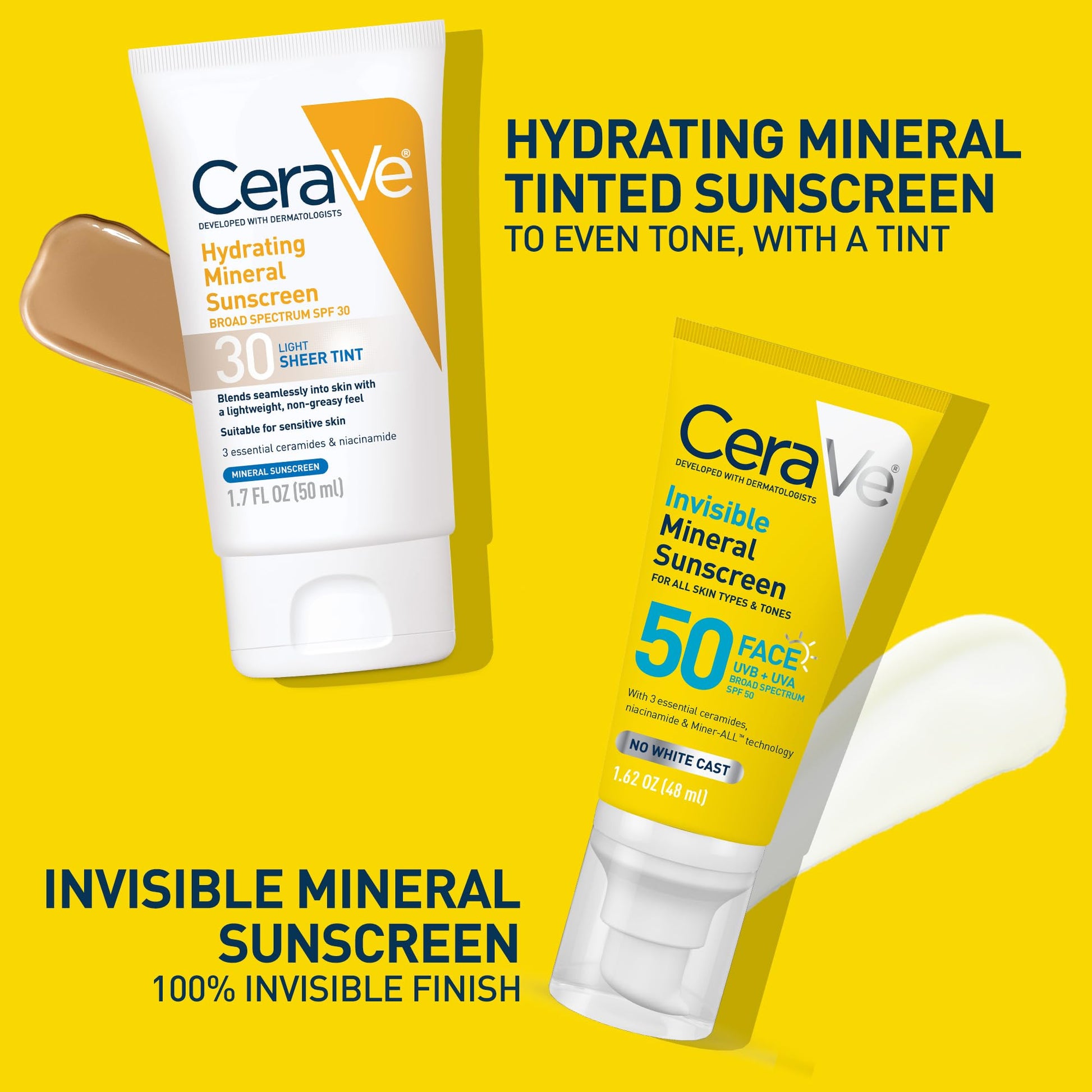 CeraVe Invisible Mineral Sunscreen SPF 50, Face Sunscreen for Sensitive Skin With Zinc Oxide & Titanium Dioxide, Vitamin E - Maple Wellness Supplements