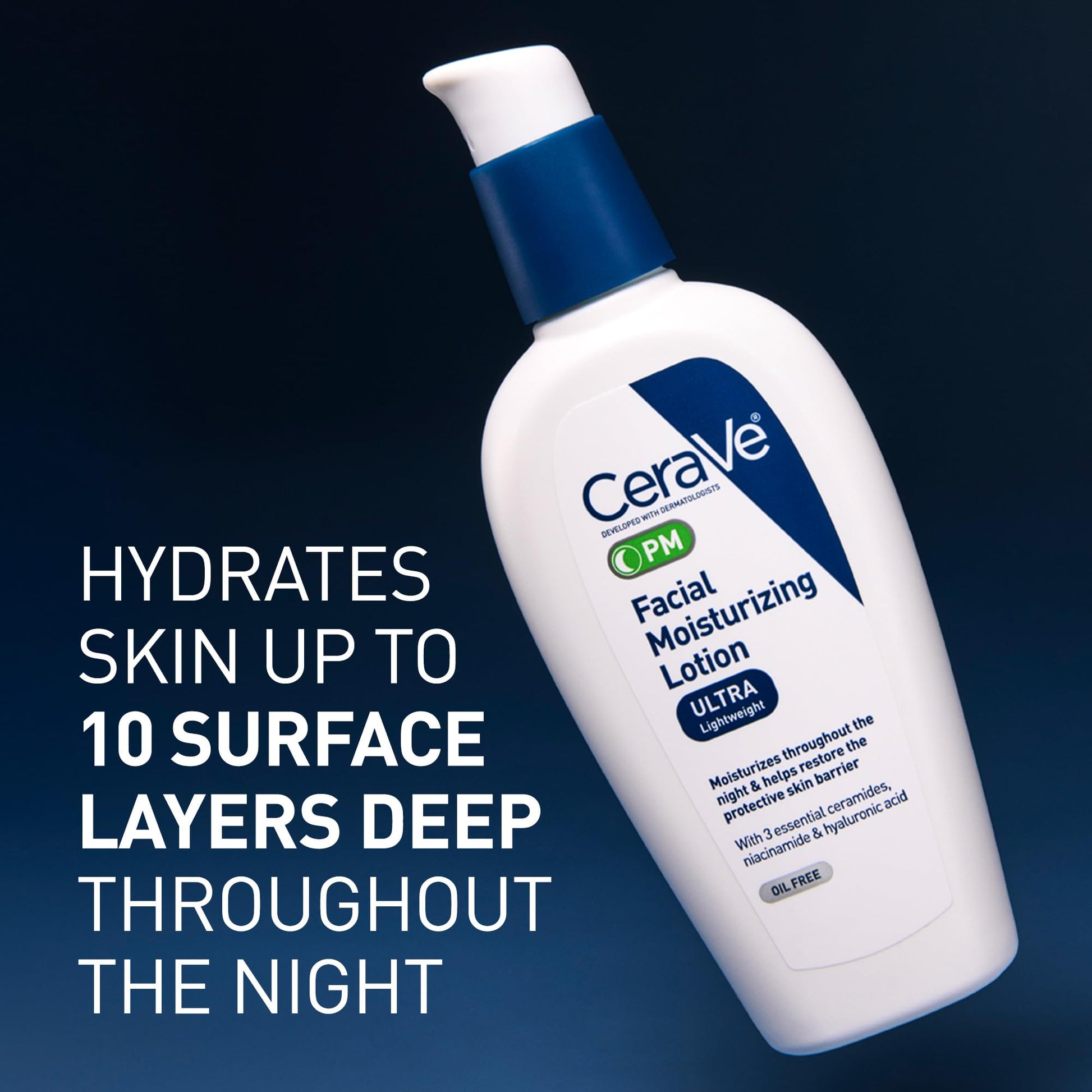 CeraVe PM Facial Moisturizing Lotion, Night Cream with Hyaluronic Acid and Niacinamide - Maple Wellness Supplements