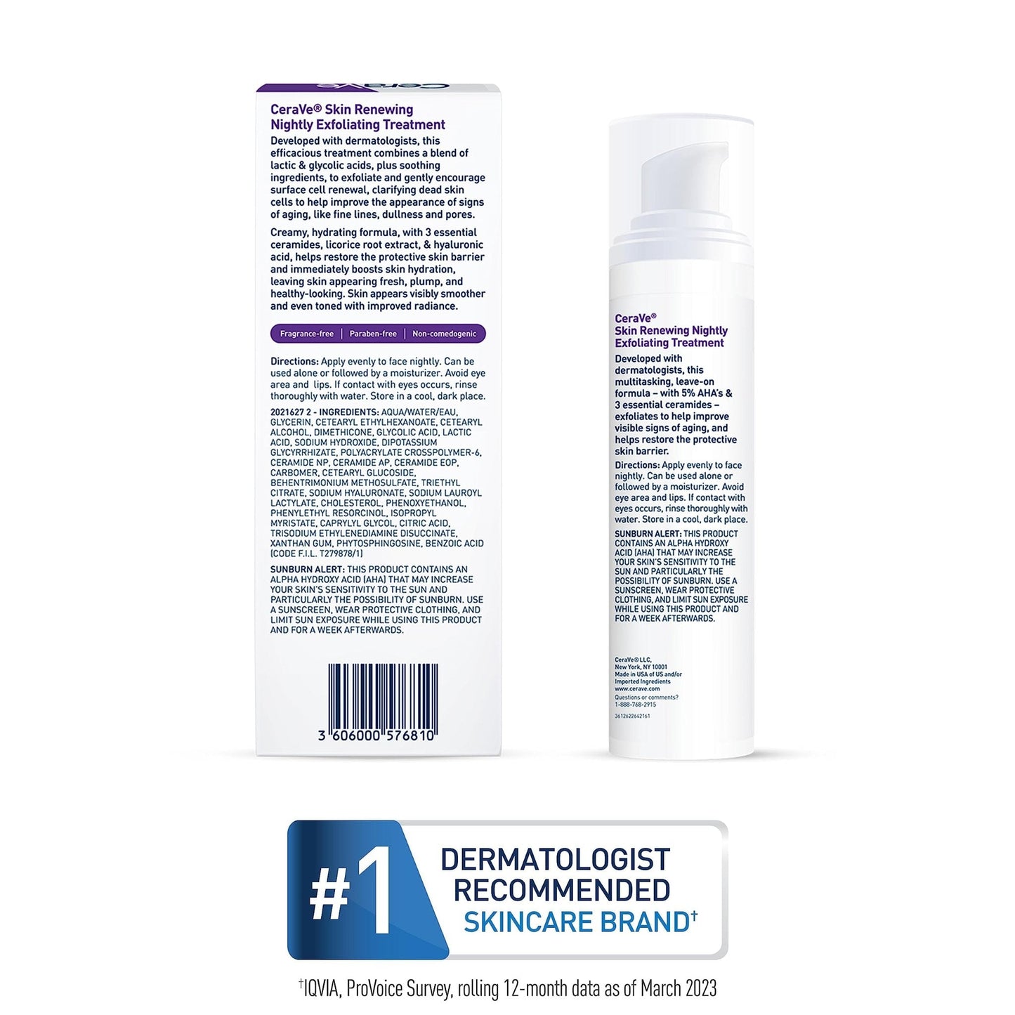 CeraVe Skin Renewing Nightly Exfoliating Treatment, Anti Aging Serum With 5% Blend Of Glycolic Acid & Lactic Acid - Maple Wellness Supplements