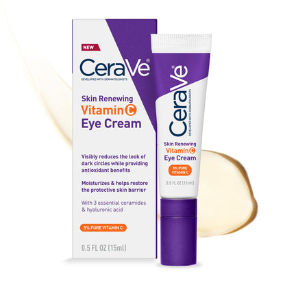 CeraVe Skin Renewing Vitamin C Eye Cream, Vitamin C, Hyaluronic Acid, Ceramides & Caffeine, Under Eye Cream For Dark Circles and Puffiness - Maple Wellness Supplements