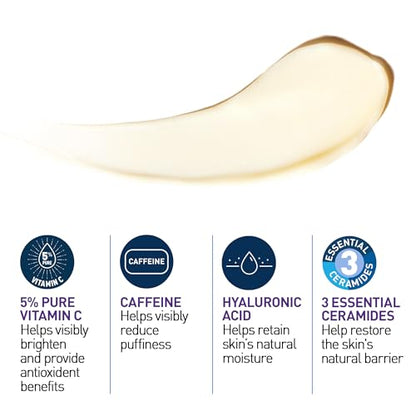 CeraVe Skin Renewing Vitamin C Eye Cream, Vitamin C, Hyaluronic Acid, Ceramides & Caffeine, Under Eye Cream For Dark Circles and Puffiness - Maple Wellness Supplements