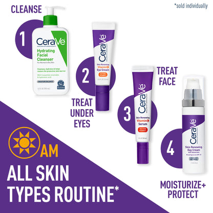 CeraVe Skin Renewing Vitamin C Eye Cream, Vitamin C, Hyaluronic Acid, Ceramides & Caffeine, Under Eye Cream For Dark Circles and Puffiness - Maple Wellness Supplements
