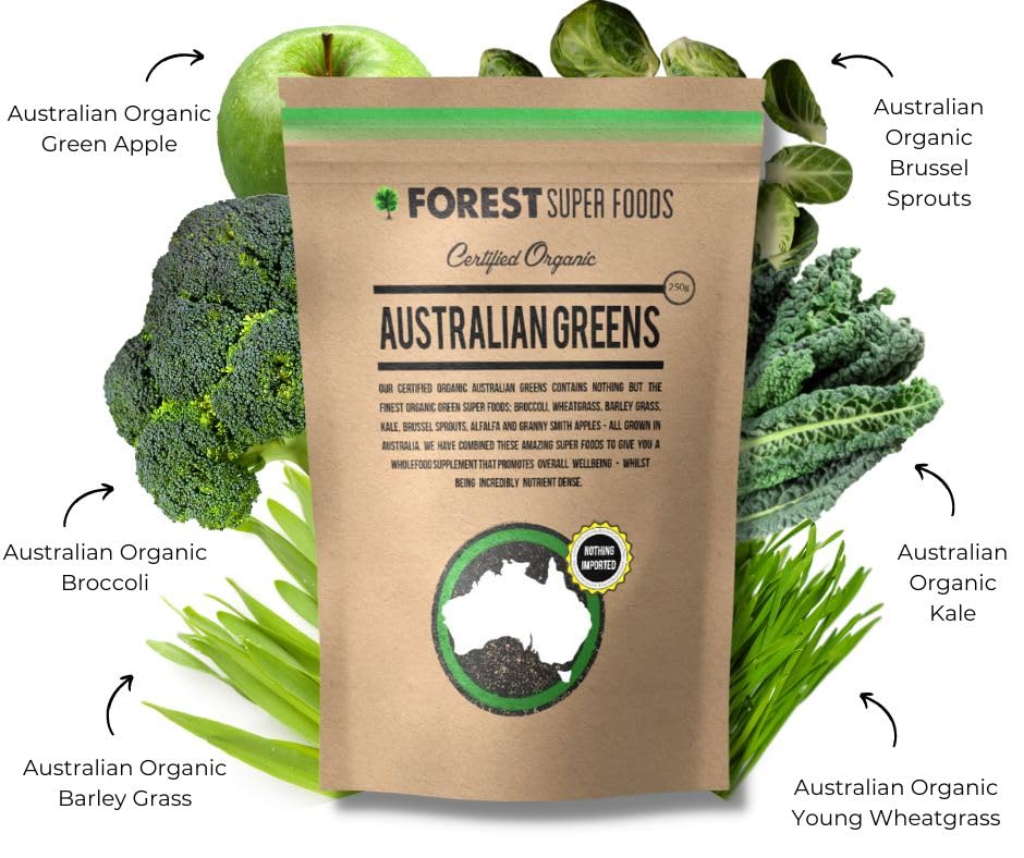 Certified Organic Australian Greens Whole Food Blend | 7 Incredible Whole Foods | No fillers or additives - Maple Wellness Supplements