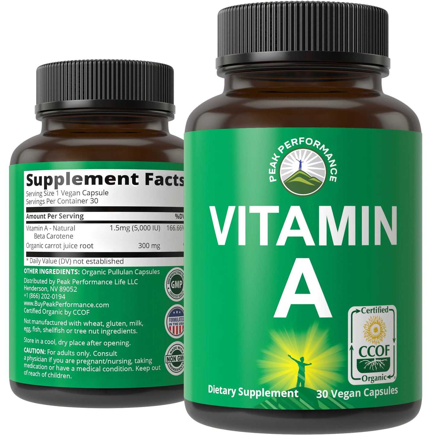 Certified Organic Vitamin A 5000 IU Supplement Capsules High Potency Vitamins. for Adults, Men, Women, Kids. Made with Carrot Juice. Great for Immune, Skin, Eye Support. Non GMO, Vegan Pills - Maple Wellness Supplements
